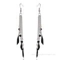 Tiny Feather Alloy Chain Tassel Feather Earrings For Lady